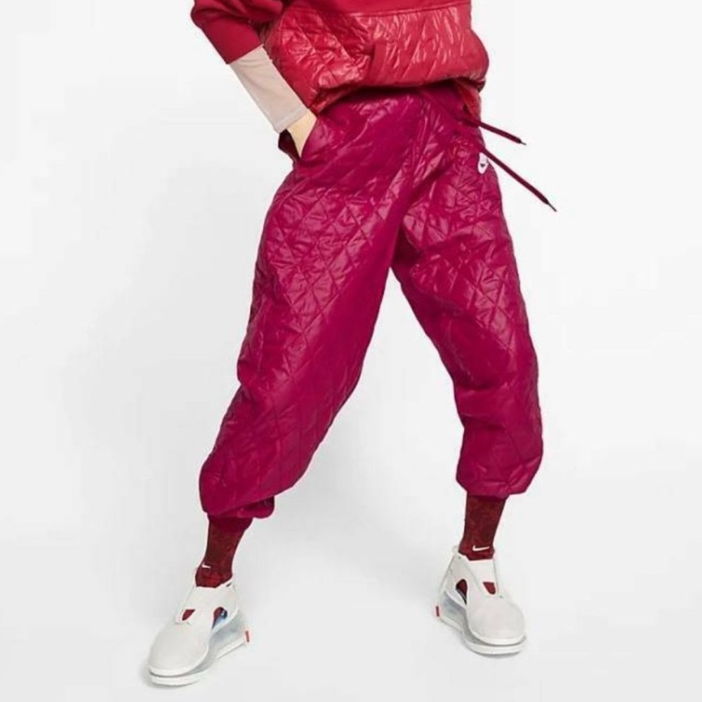 NWT Nike Raspberry Magenta Quilted Nylon Drawstring Joggers Style CJ6256-620